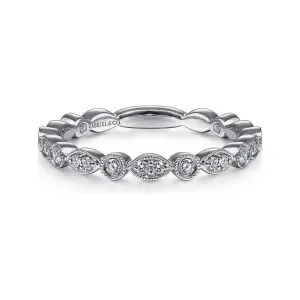 Gabriel 14K White Gold Diamond Marquise & Round Alternating  Ring