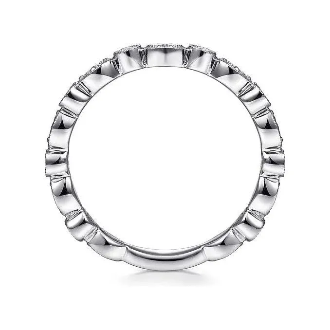 Gabriel 14K White Gold Diamond Marquise & Round Alternating  Ring