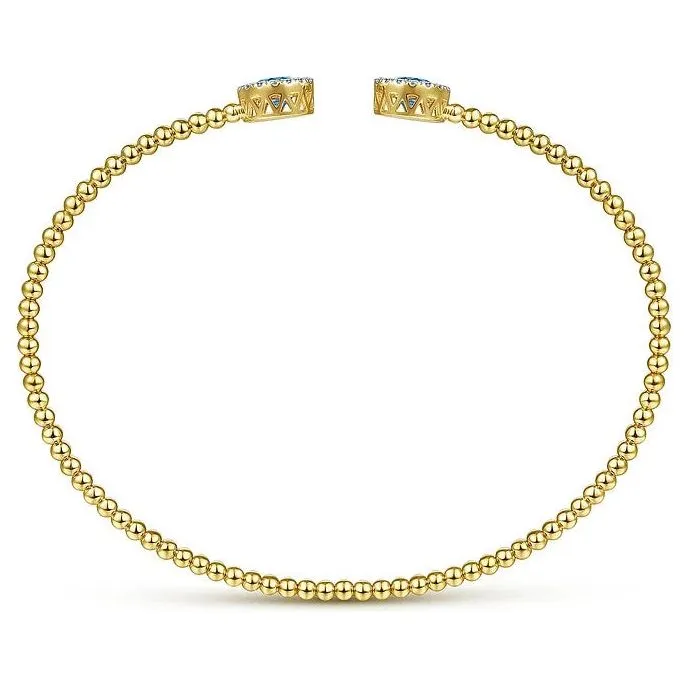 Gabriel 14K White-Yellow Gold Diamond & Blue Topaz Bujukan Split Cuff Bracelet
