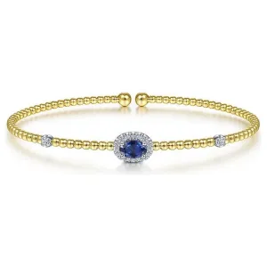 Gabriel 14K White-Yellow Gold Diamond & Sapphire Bujukan Cuff Bracelet