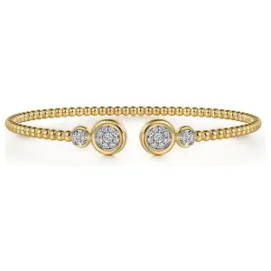 Gabriel 14K White-Yellow Gold Diamond Bujukan Bezel Cluster Cuff Bracelet
