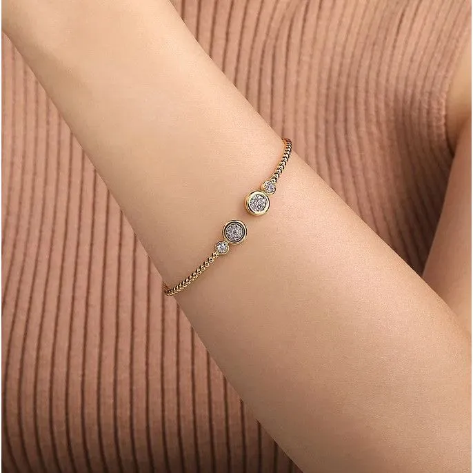 Gabriel 14K White-Yellow Gold Diamond Bujukan Bezel Cluster Cuff Bracelet