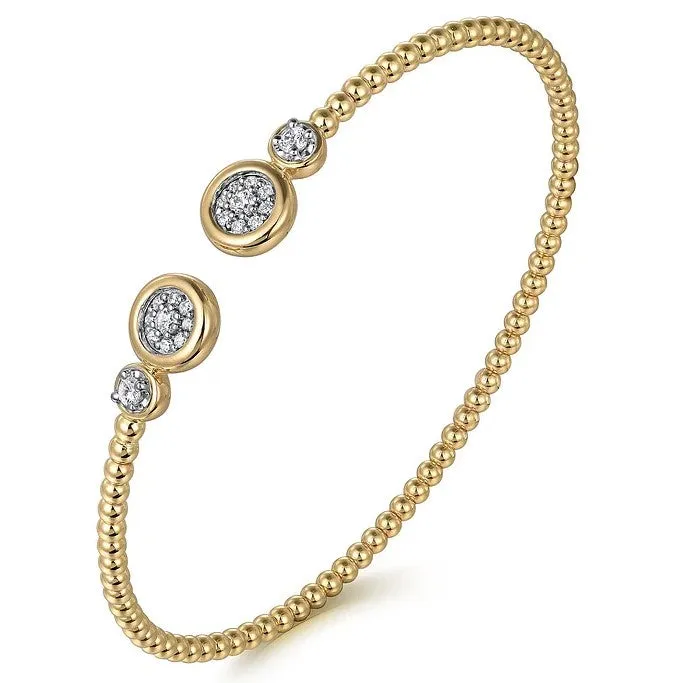 Gabriel 14K White-Yellow Gold Diamond Bujukan Bezel Cluster Cuff Bracelet