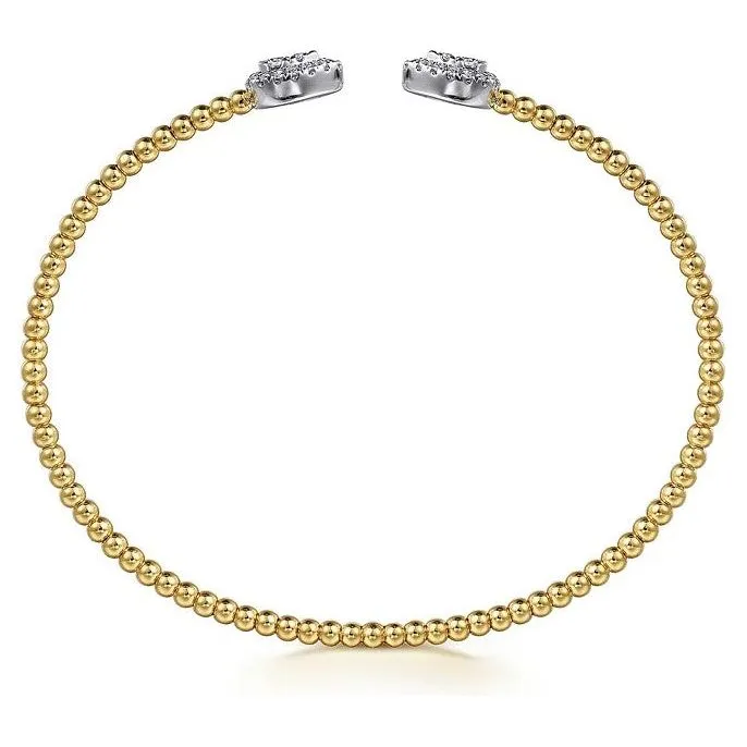 Gabriel 14K White-Yellow Gold Diamond Bujukan Pear Shape Split Cuff Bracelet