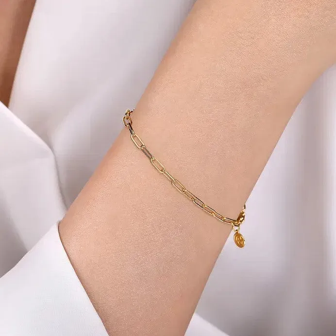 Gabriel 14K Yellow Gold Hollow Paperclip Bracelet