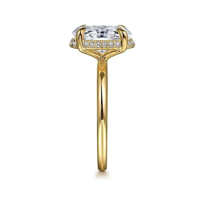 Gabriel " Bonnie" 14K Yellow Gold Hidden Halo Oval Engagement Ring