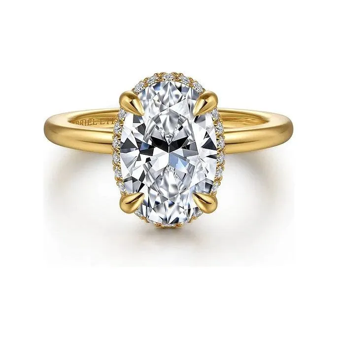 Gabriel " Bonnie" 14K Yellow Gold Hidden Halo Oval Engagement Ring