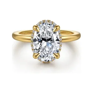Gabriel " Bonnie" 14K Yellow Gold Hidden Halo Oval Engagement Ring