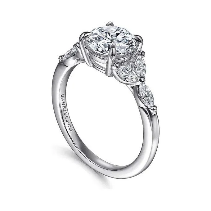 Gabriel "Adella" 14K White Gold Round Diamond Engagement Ring