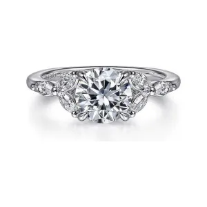 Gabriel "Adella" 14K White Gold Round Diamond Engagement Ring