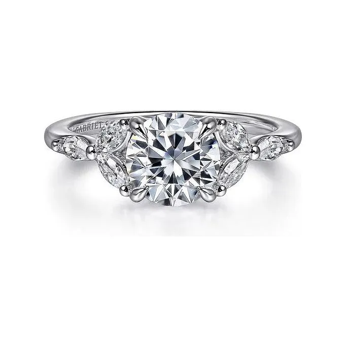 Gabriel "Adella" 14K White Gold Round Diamond Engagement Ring