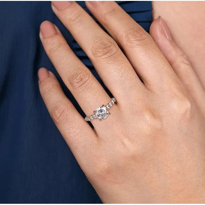 Gabriel "Emberlie" 14K White Gold Graduated Shared Prong Engagement Ring