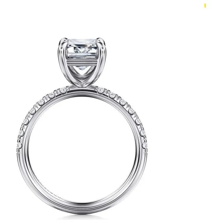 Gabriel "winslow" 14K White Gold Emerald Pave Diamond Engagement Ring