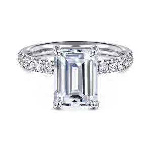 Gabriel "winslow" 14K White Gold Emerald Pave Diamond Engagement Ring
