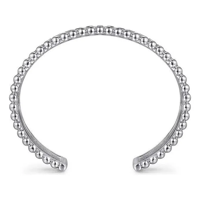 Gabriel Sterling Silver Bujukan & Pyramid Triple Row Bangle Bracelet