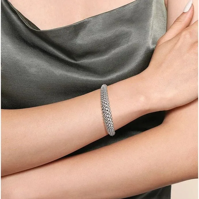 Gabriel Sterling Silver Bujukan Beaded Graduated Cuff Bracelet