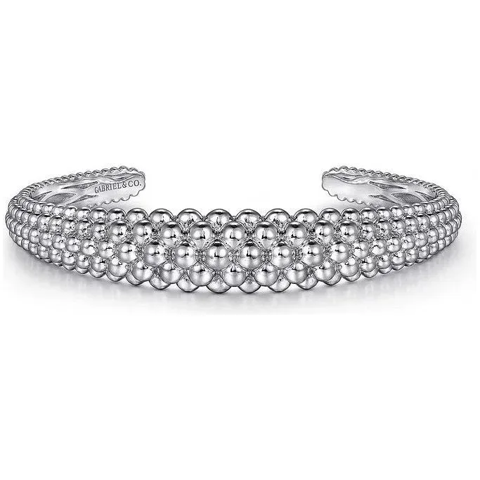 Gabriel Sterling Silver Bujukan Beaded Graduated Cuff Bracelet