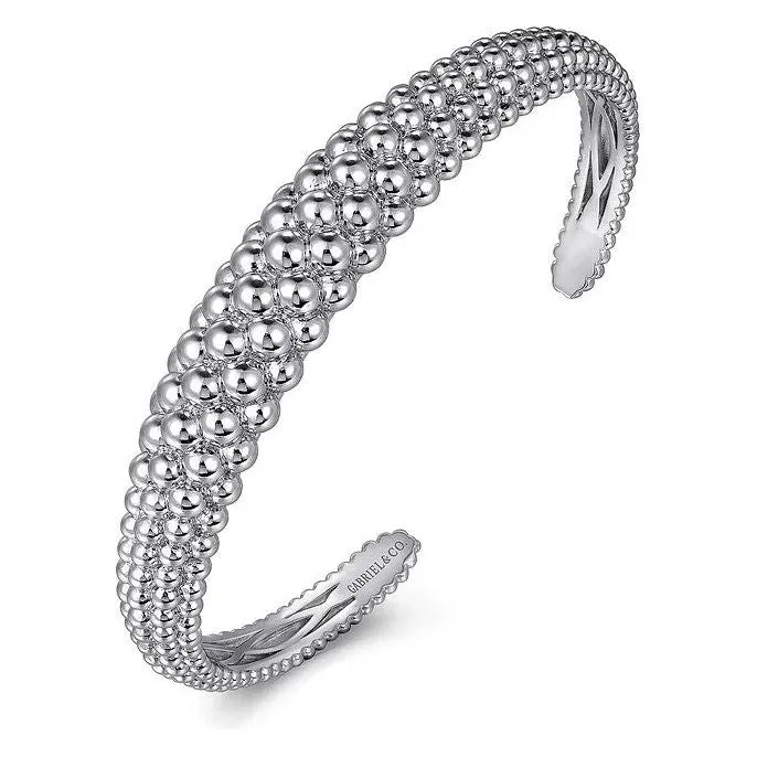Gabriel Sterling Silver Bujukan Beaded Graduated Cuff Bracelet