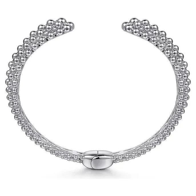 Gabriel Sterling Silver Bujukan Beaded Open Hinge Cuff Bracelet