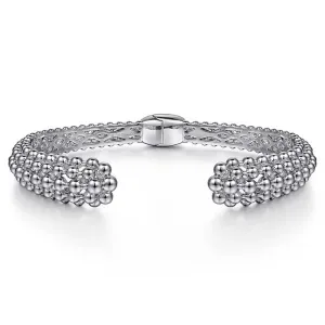 Gabriel Sterling Silver Bujukan Beaded Open Hinge Cuff Bracelet