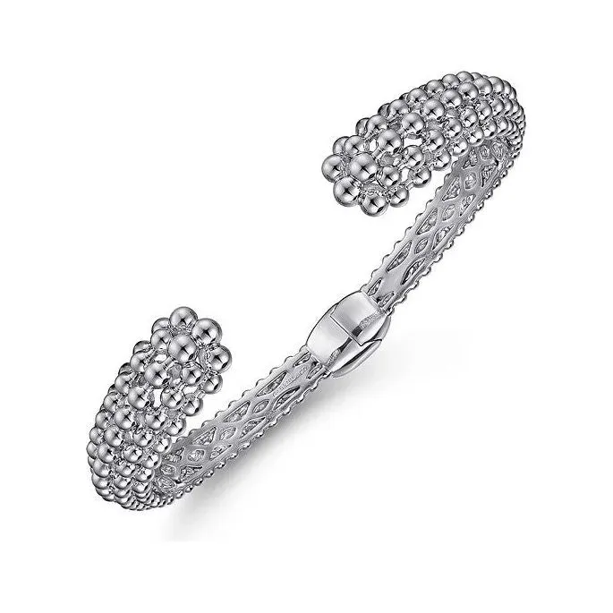 Gabriel Sterling Silver Bujukan Beaded Open Hinge Cuff Bracelet