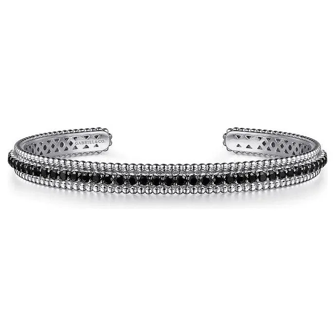 Gabriel Sterling Silver Bujukan Black Spinel Bracelet Cuff