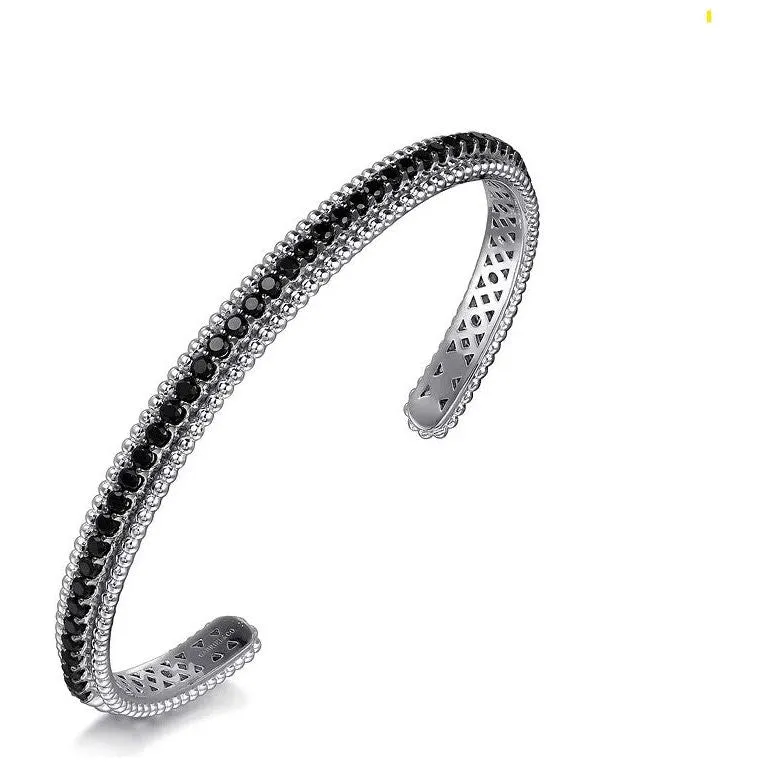 Gabriel Sterling Silver Bujukan Black Spinel Bracelet Cuff