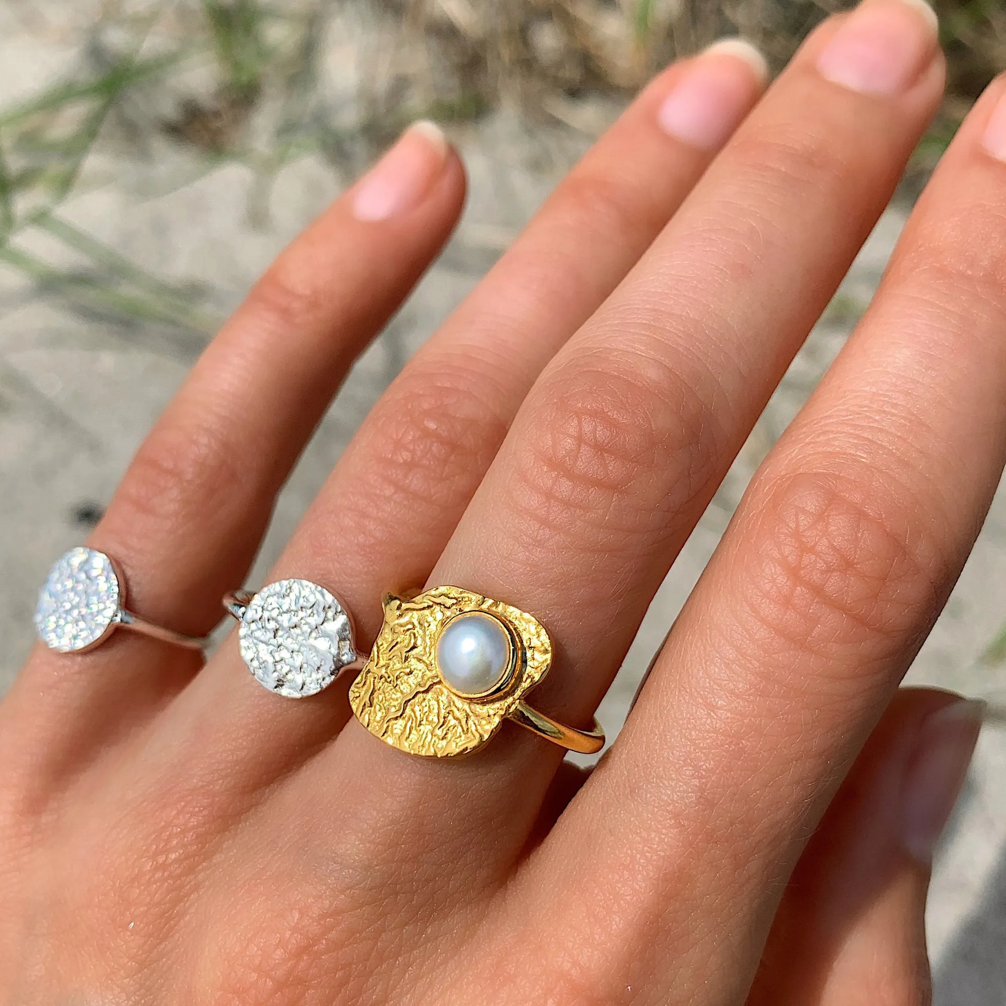 GEMMA Gold Plated Ring w. Pearl