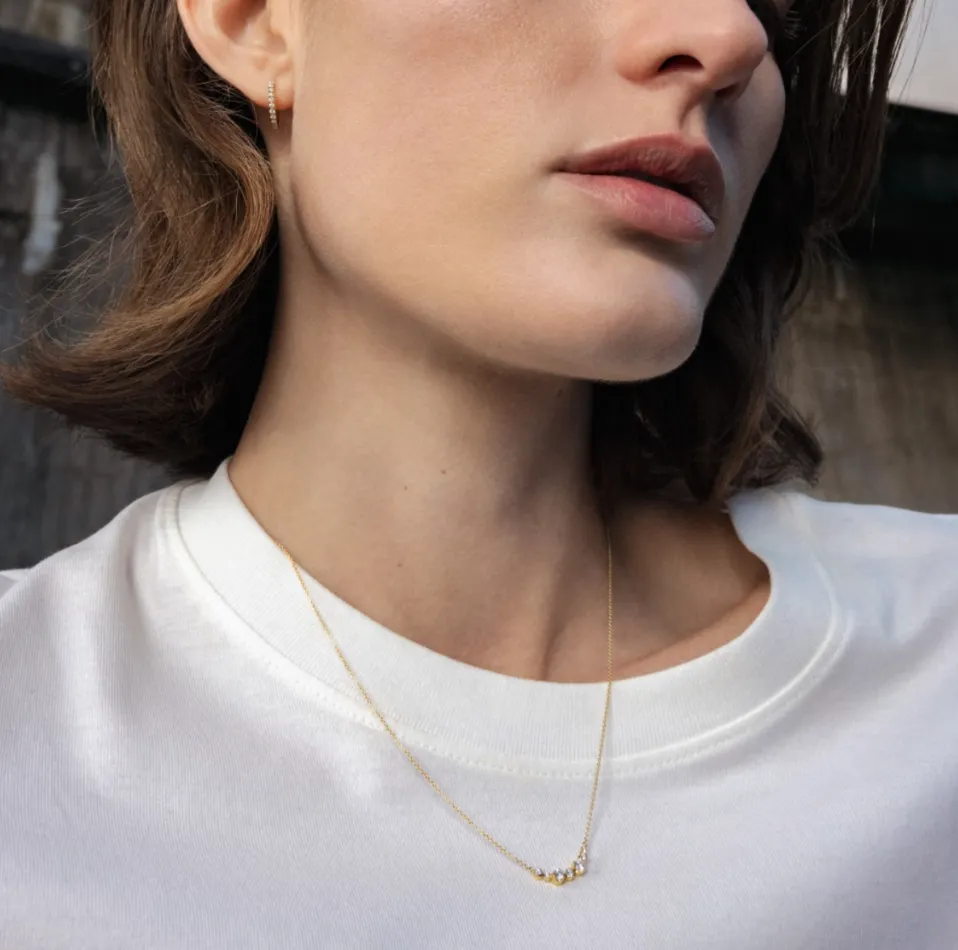 Georg Jensen Signature 18ct Yellow Gold 0.10ct Diamond Hoop Earring Single Piece