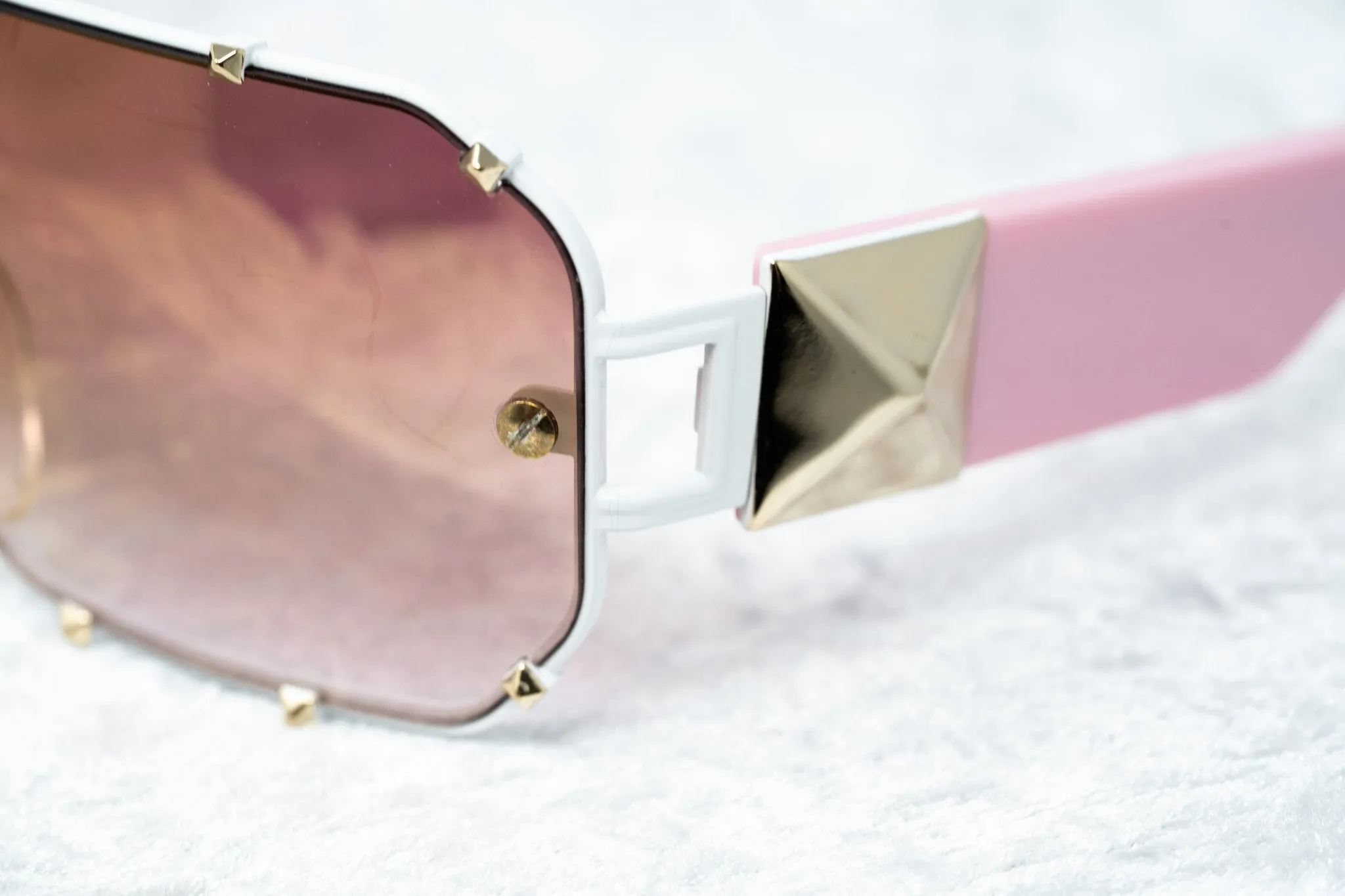 Giles Deacon Sunglasses Shield Pink and Graduated Gold