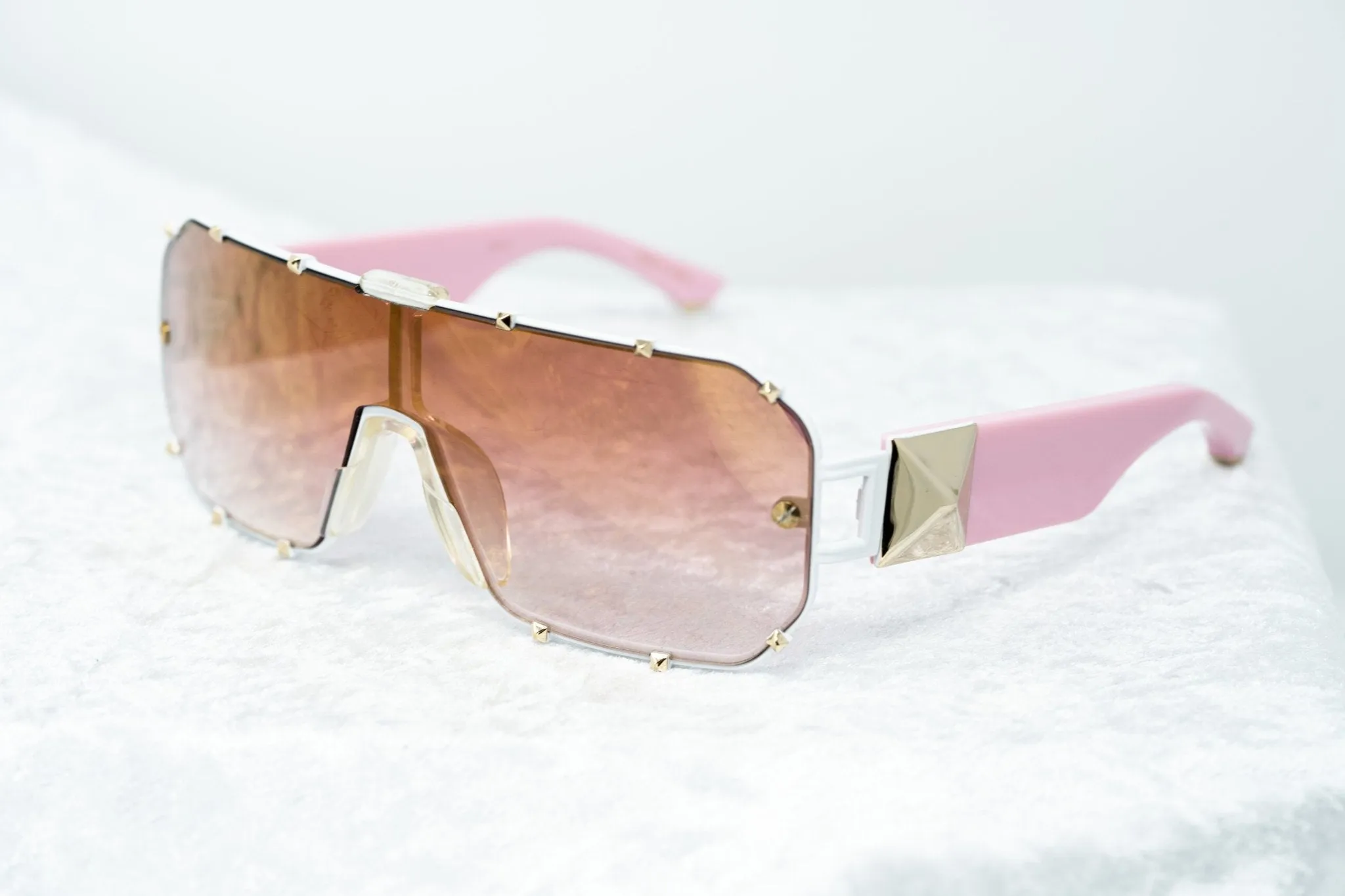 Giles Deacon Sunglasses Shield Pink and Graduated Gold
