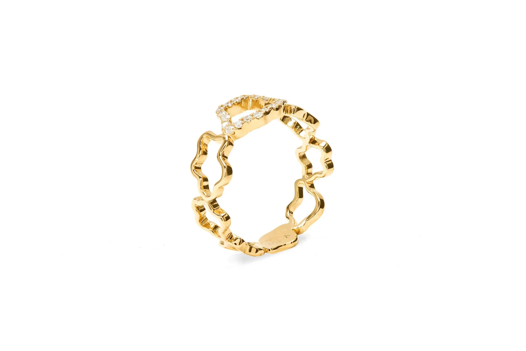 Golden Cloud Band 18K Gold Ring w. Diamonds