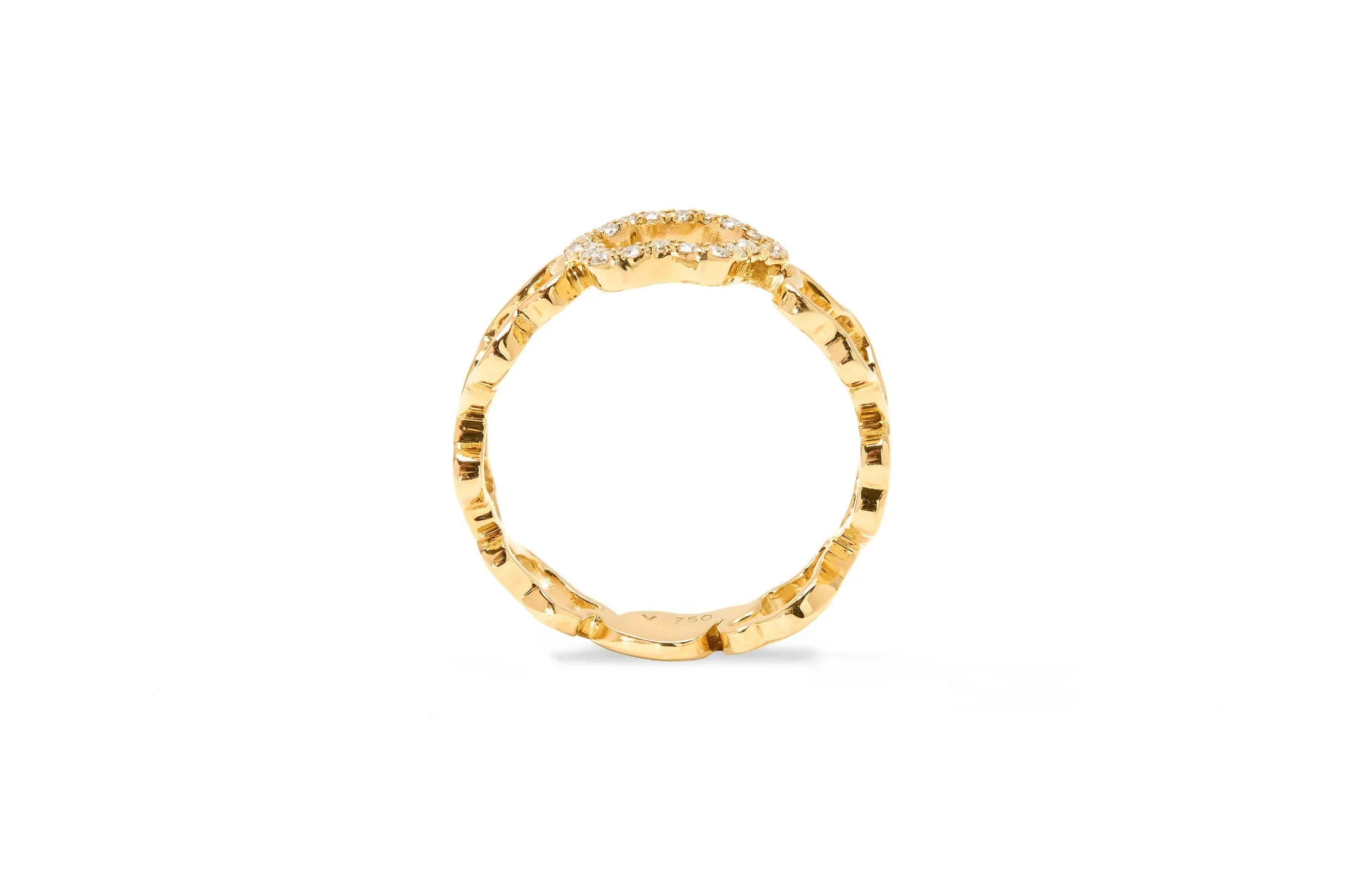 Golden Cloud Band 18K Gold Ring w. Diamonds