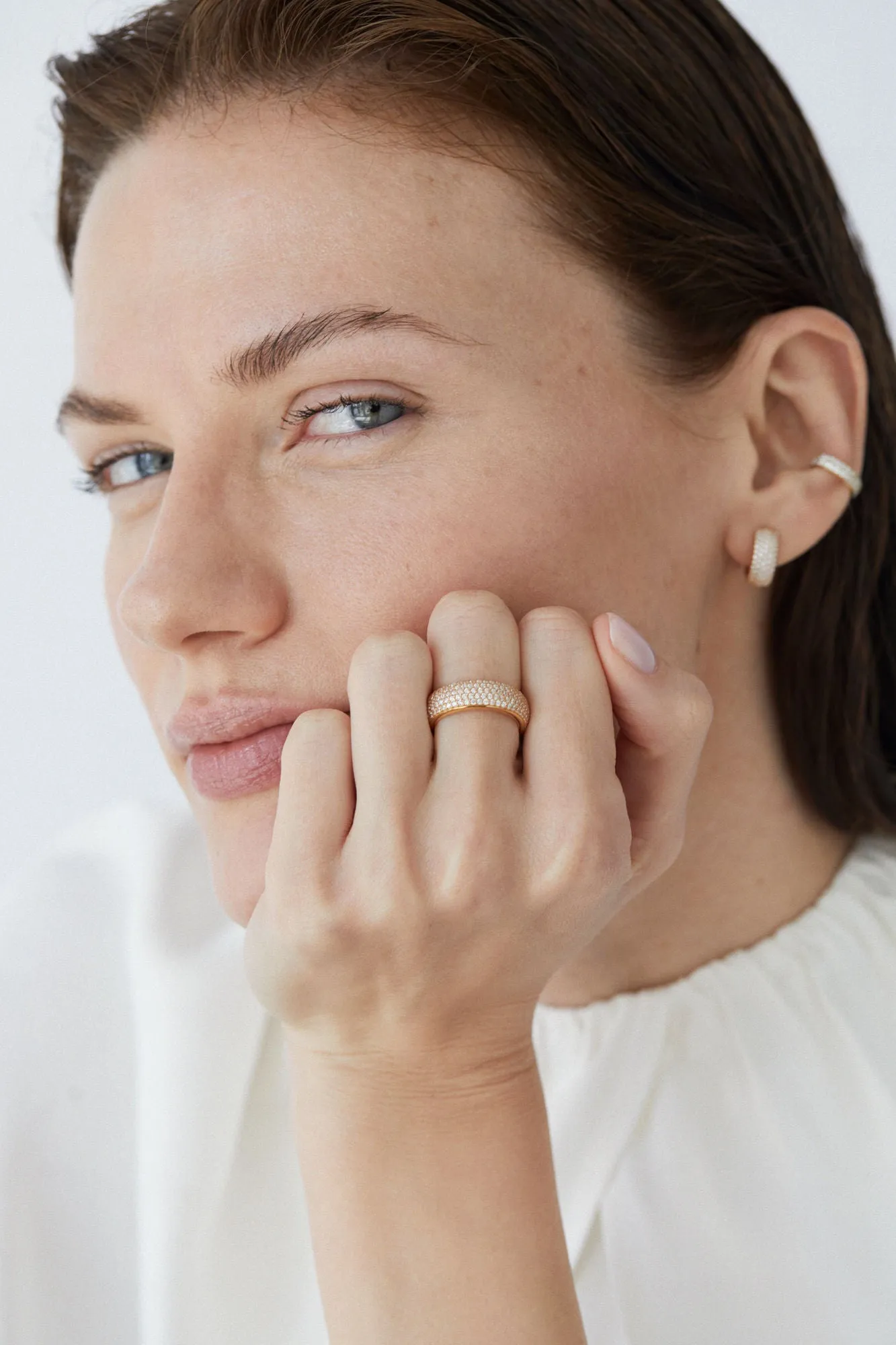 Grand Pave 18K Rosegold Ear Cuff w. Lab-Grown Diamonds