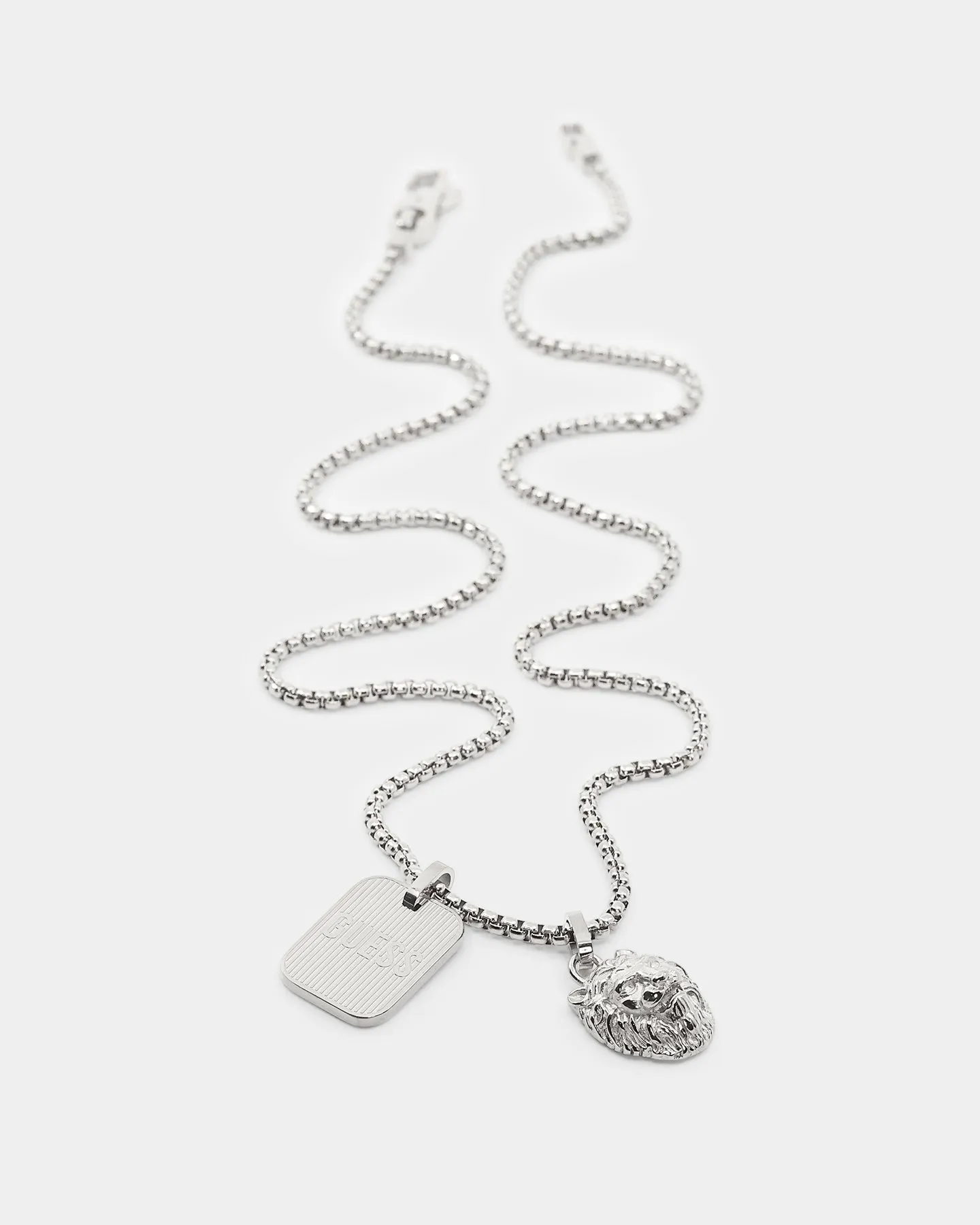 Guess Mainline 26" Guess Tag Necklace Steel