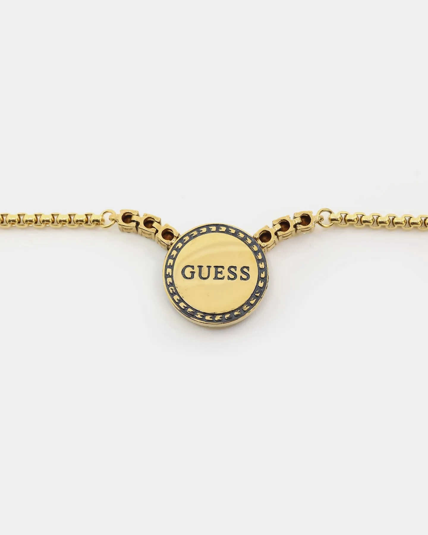 Guess Mainline Women's Coin and Crystal 16-18" Choker Necklace Gold