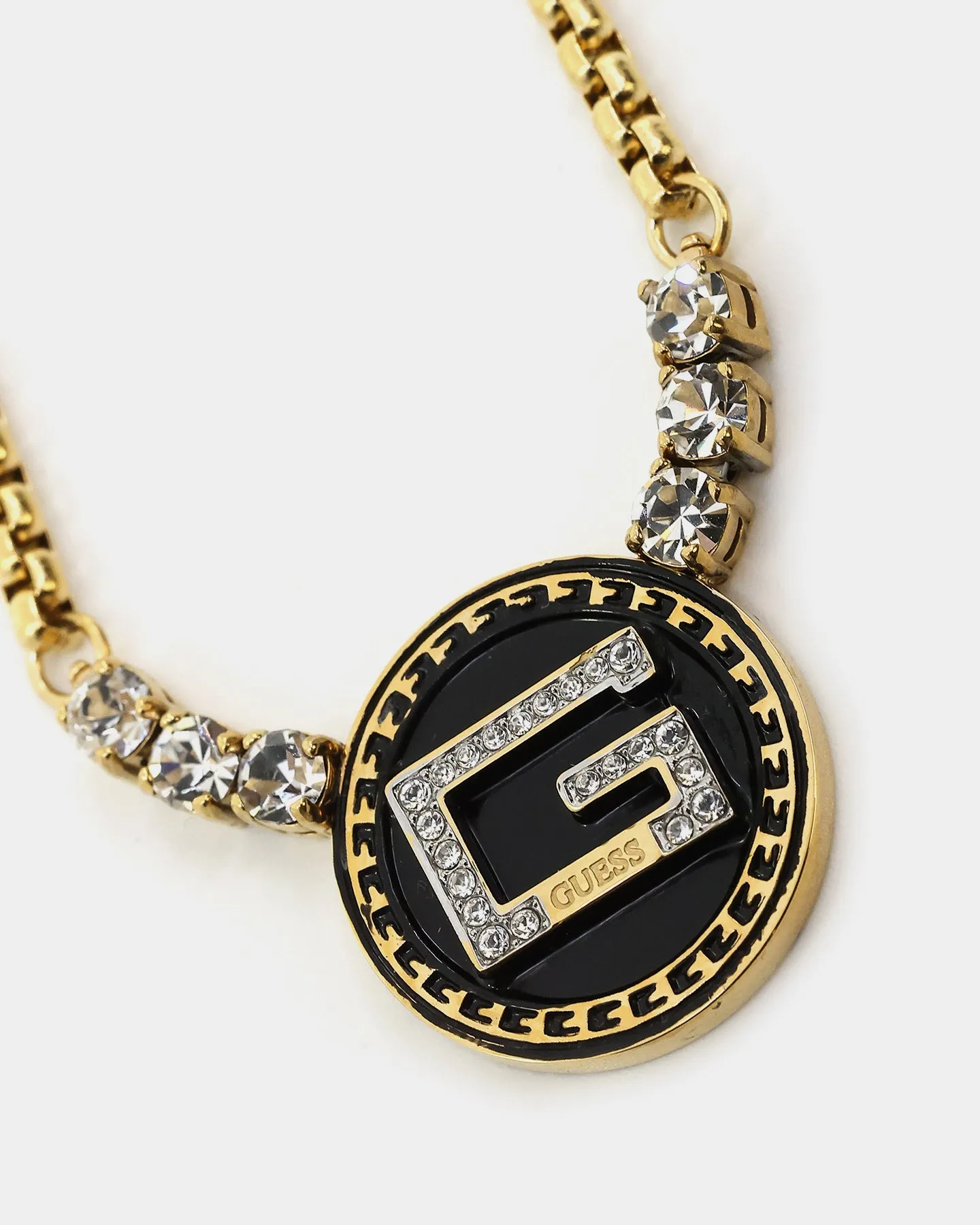 Guess Mainline Women's Coin and Crystal 16-18" Choker Necklace Gold