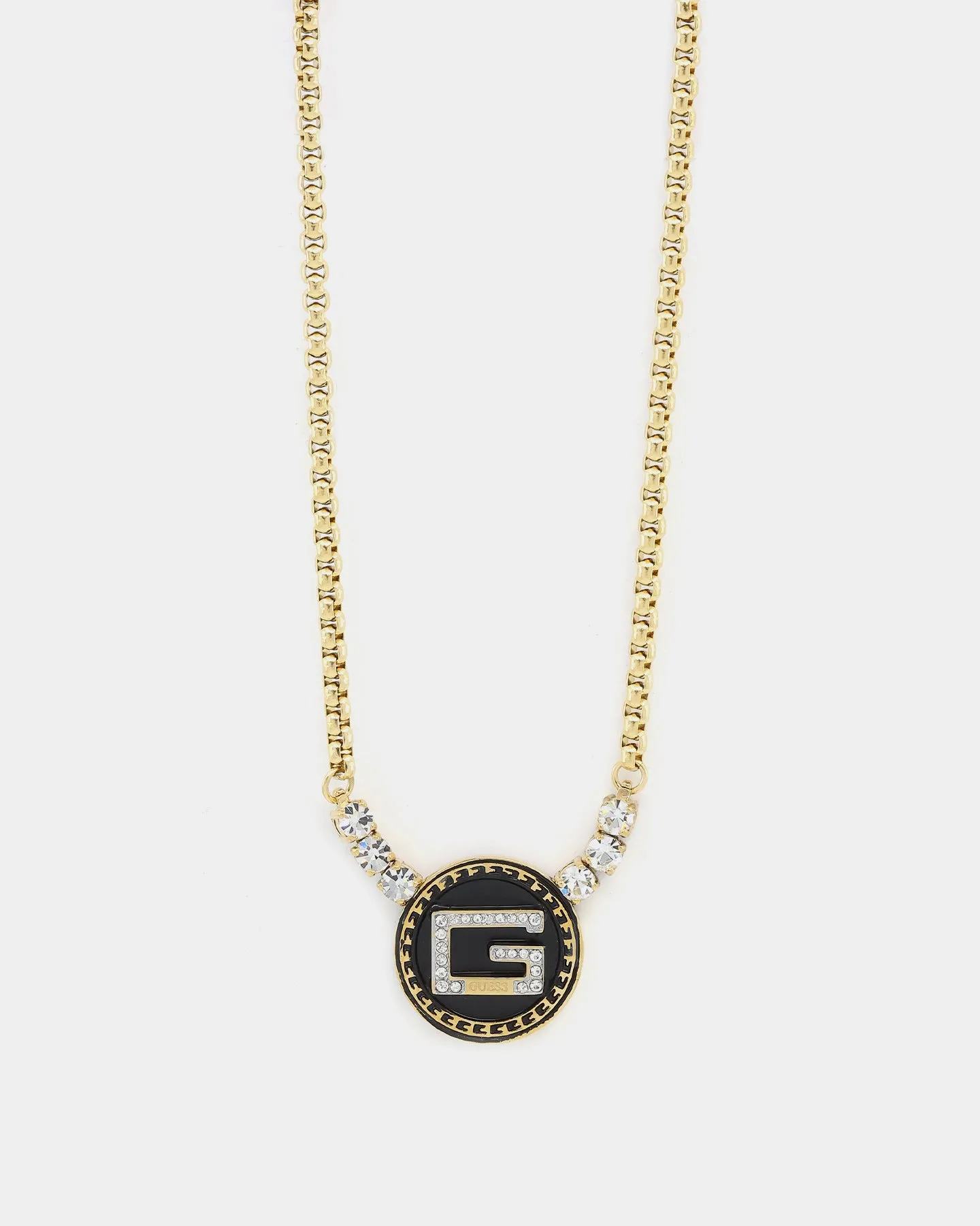 Guess Mainline Women's Coin and Crystal 16-18" Choker Necklace Gold