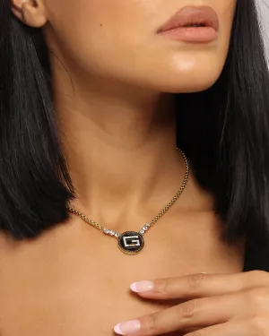 Guess Mainline Women's Coin and Crystal 16-18" Choker Necklace Gold