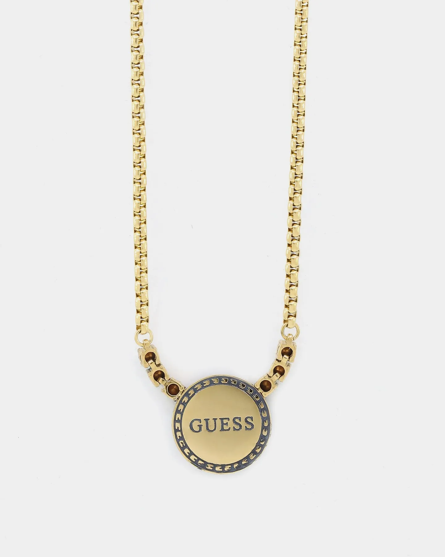 Guess Mainline Women's Coin and Crystal 16-18" Choker Necklace Gold