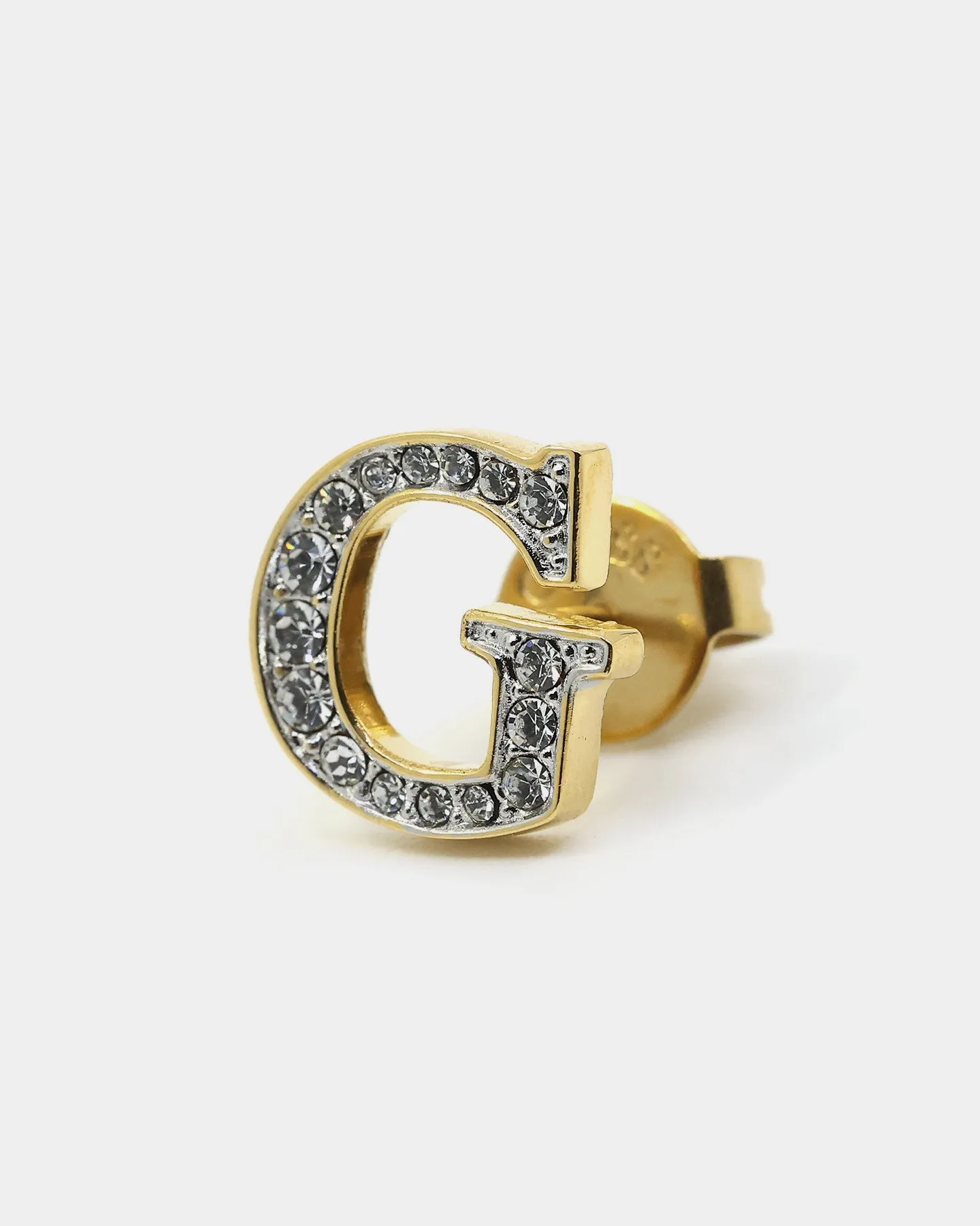 Guess Mainline Women's G Round Pave Stud Earrings Gold