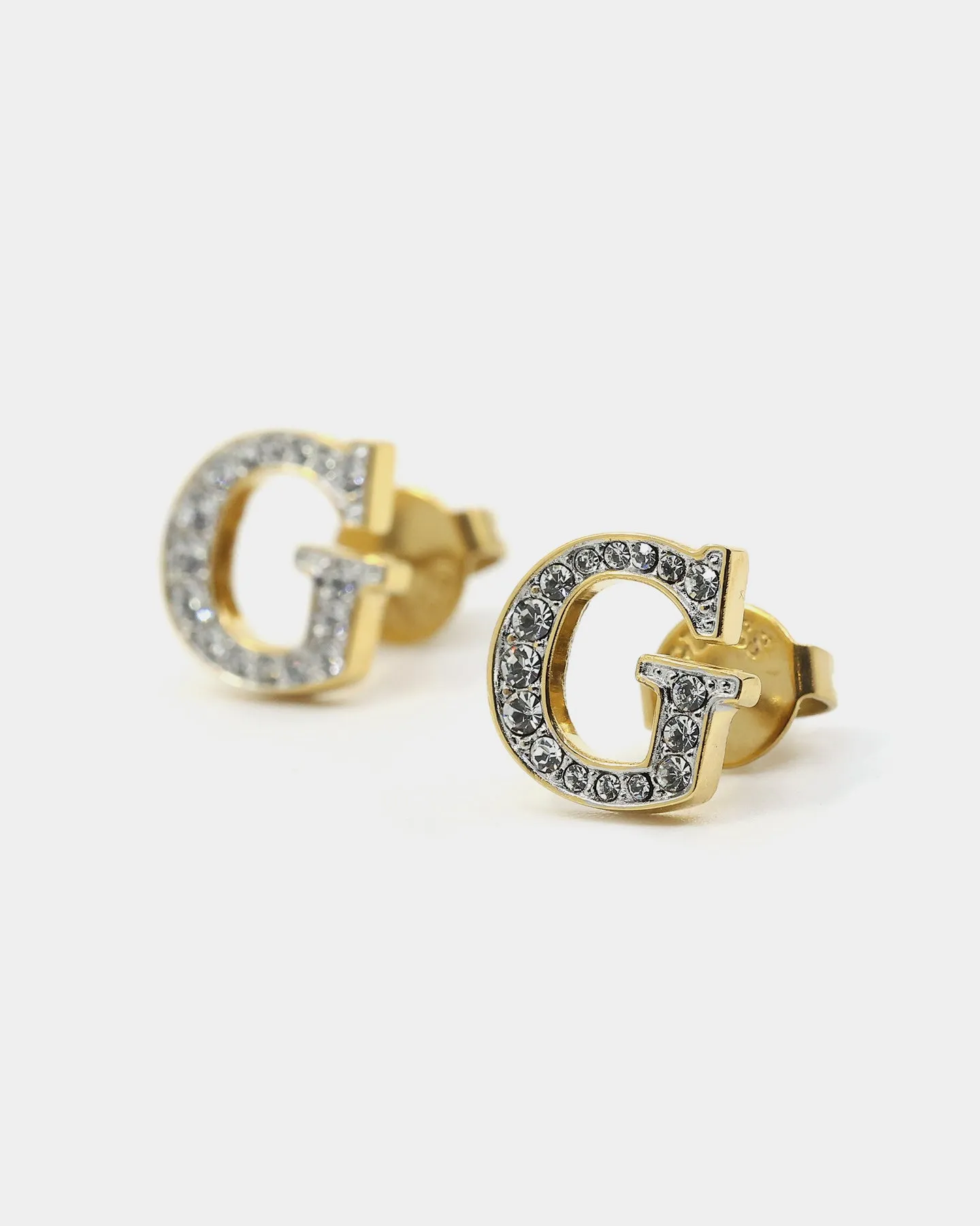 Guess Mainline Women's G Round Pave Stud Earrings Gold
