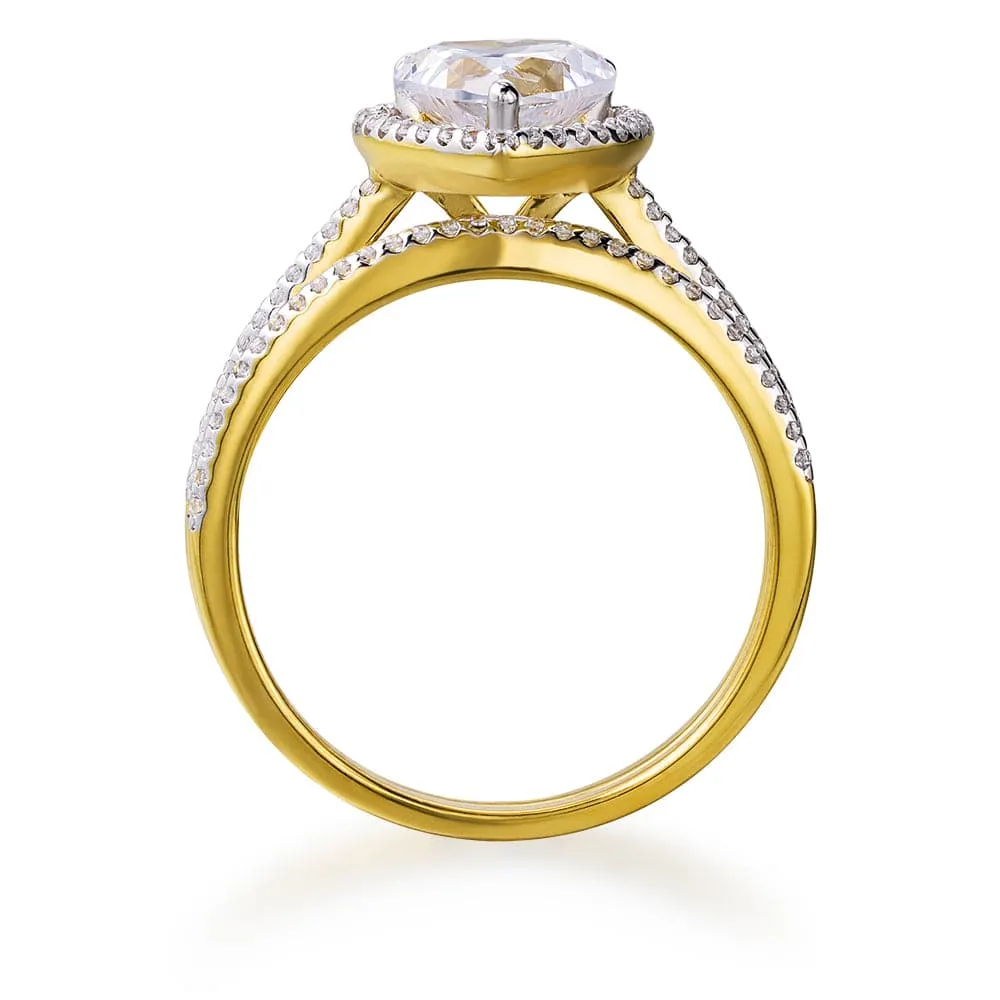 Halo Heart Ring Set