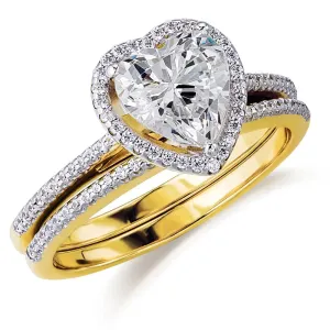 Halo Heart Ring Set