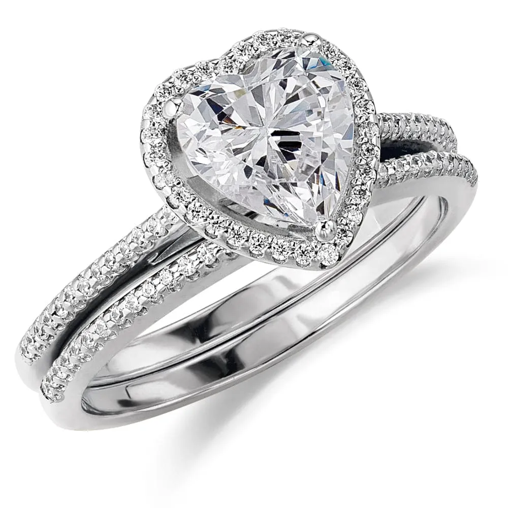 Halo Heart Ring Set