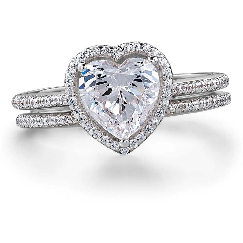 Halo Heart Ring Set