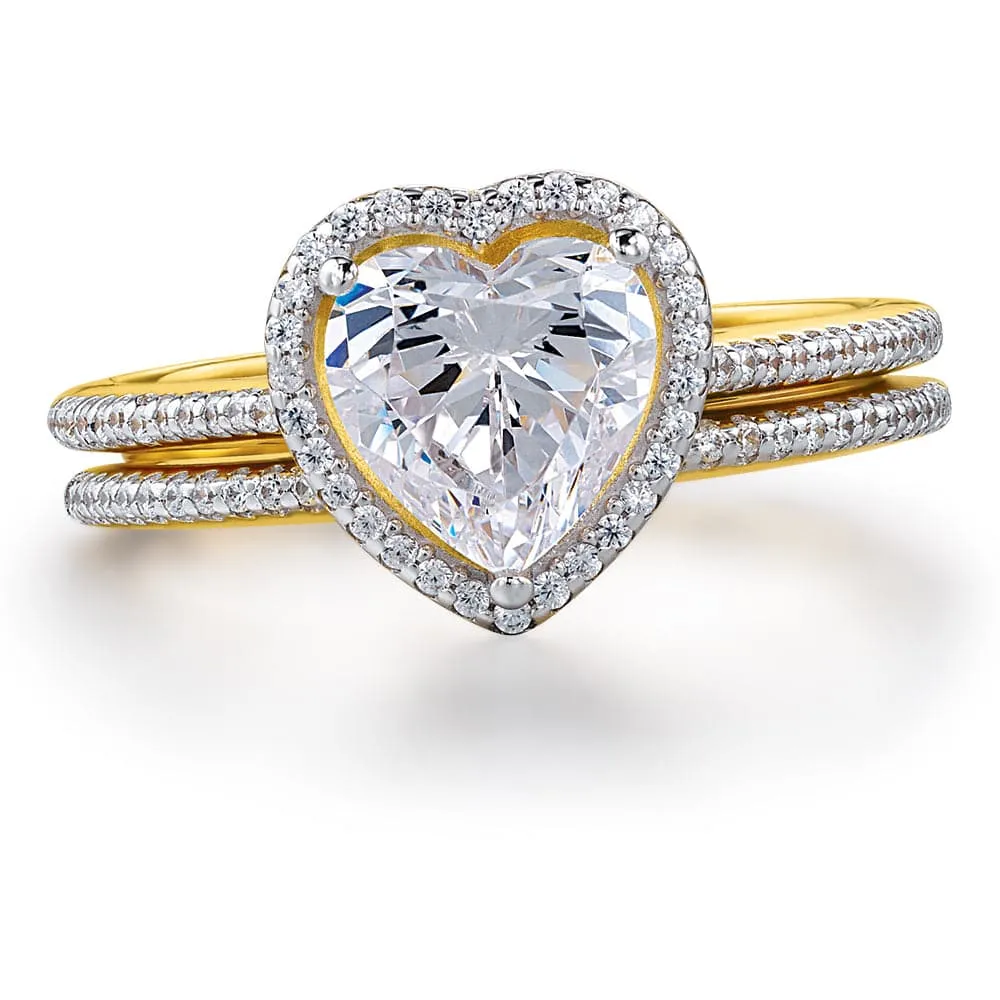 Halo Heart Ring Set