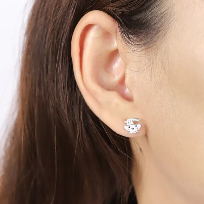 Happy Ramen Noodles Stud Earrings