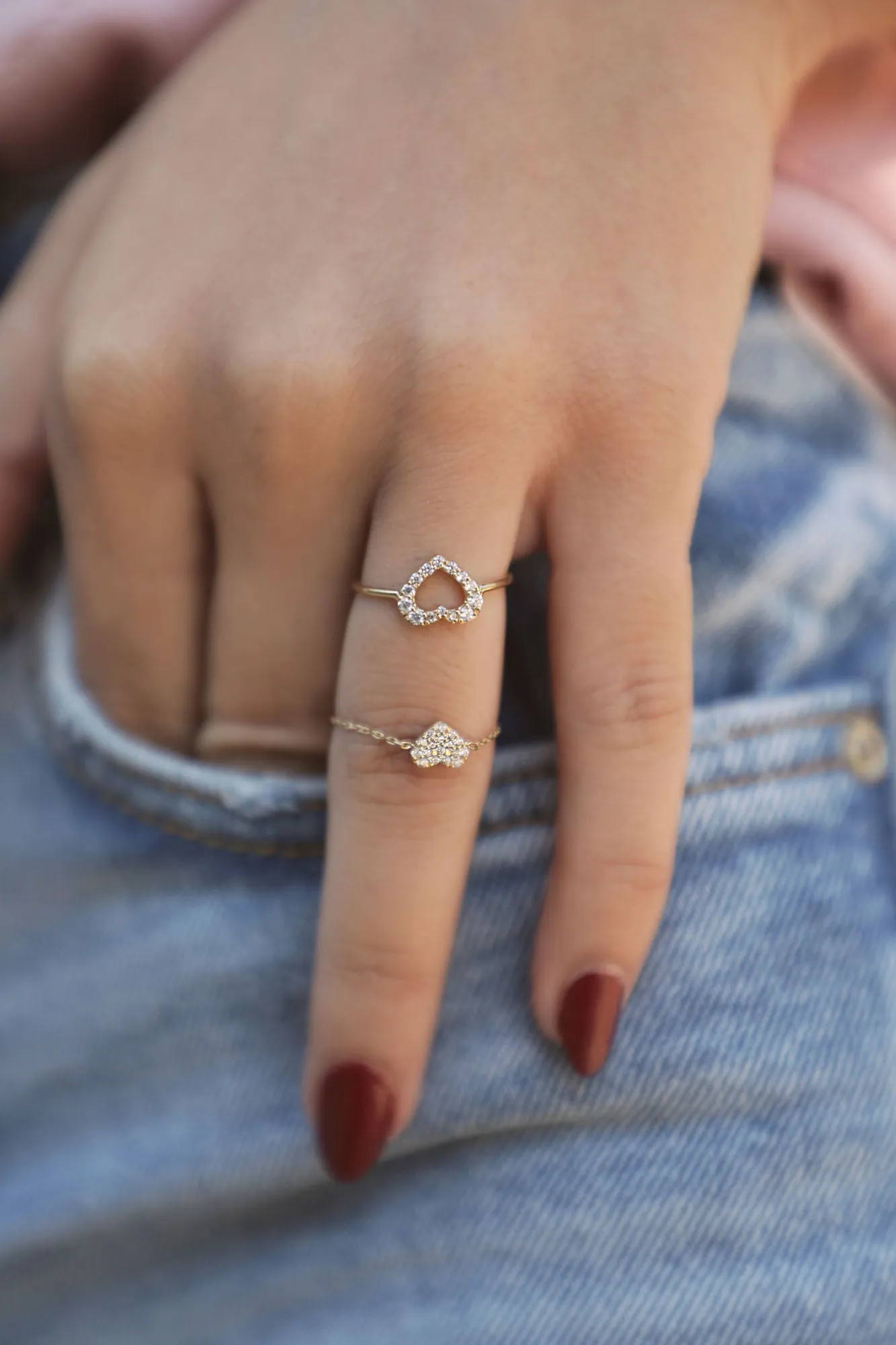 Heart 18K Gold Ring w. Diamonds