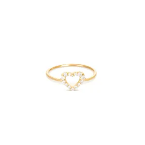 Heart 18K Gold Ring w. Diamonds